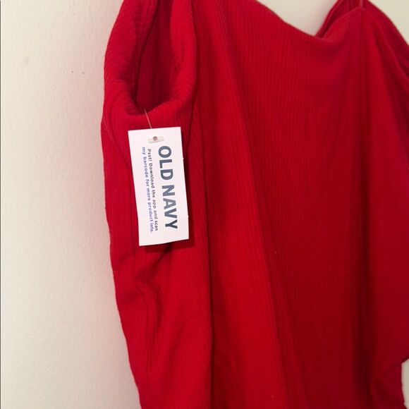 Old Navy Bright Red adjustable strap snap buttoned ribbed bodysuit 3x NWT - Picture 4 of 11